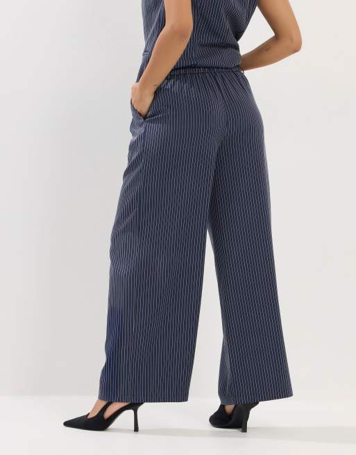 PixieGirl Petite pinstripe wide leg trousers in blue, 2 of 4