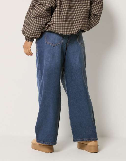 PixieGirl Petite plait pocket wide leg jeans in blue, 3 of 4