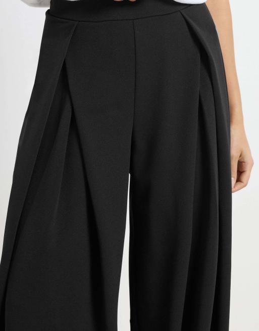 PixieGirl Petite pleated wide leg trousers in black, 4 of 4