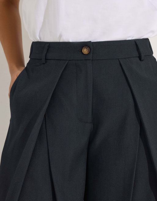 PixieGirl Petite pleated wide leg trousers in blue, 3 of 4