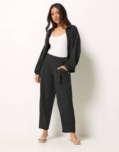 PixieGirl Petite polka dot barrel leg trousers in black - view 1