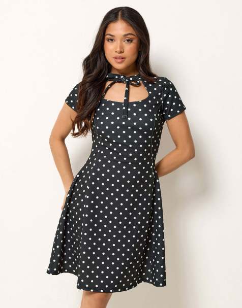 PixieGirl Petite polka dot mini dress in black - view 1
