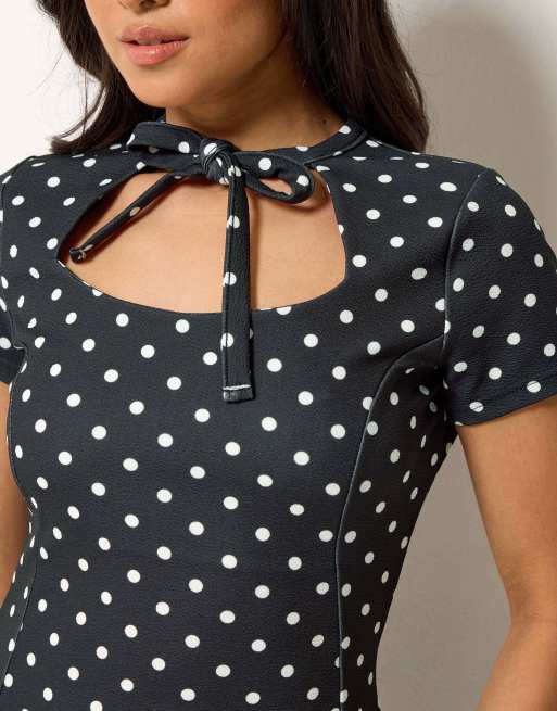 PixieGirl Petite polka dot mini dress in black, 4 of 4