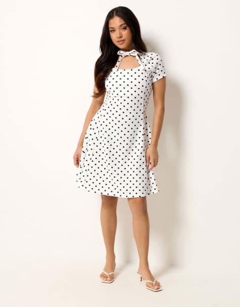 PixieGirl Petite polka dot mini dress in white - view 1