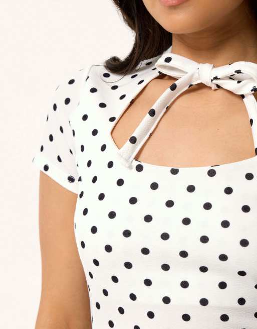 PixieGirl Petite polka dot mini dress in white, 2 of 4