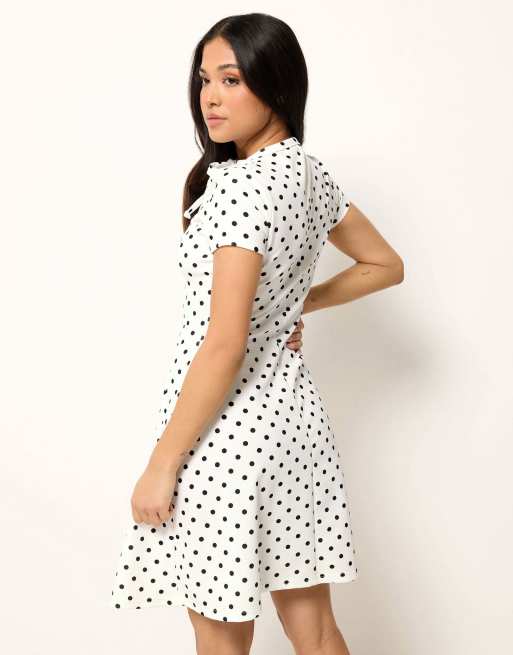 PixieGirl Petite polka dot mini dress in white, 4 of 4
