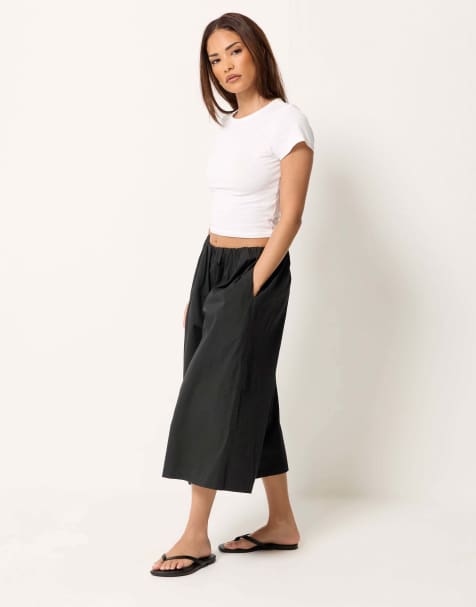 PixieGirl Petite poplin culottes in black - view 1