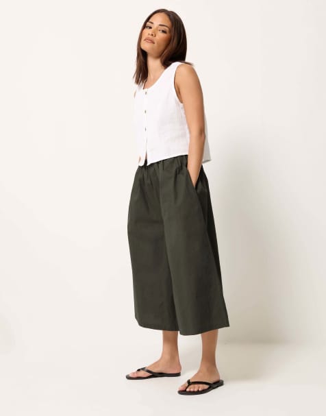 PixieGirl Petite poplin culottes in green - view 1