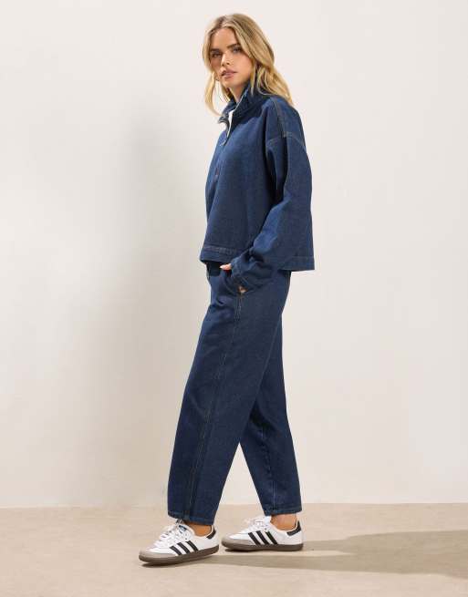 PixieGirl Petite pull on barrel jeans in blue, 2 of 4