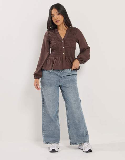 PixieGirl Petite pull on wide leg jeans in blue - view 1