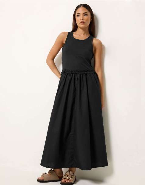 PixieGirl Petite ruffle detail midi dress in black - view 1