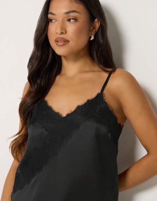 PixieGirl Petite satin asymmetric dress in black, 4 of 4