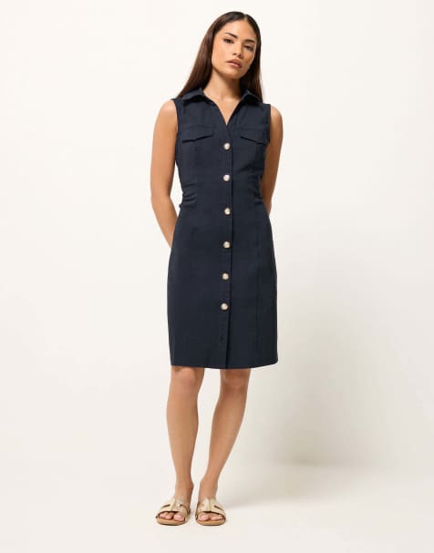 PixieGirl Petite shirt mini dress in blue