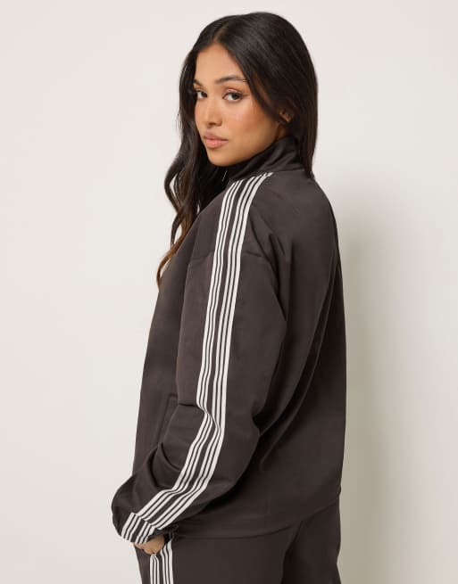 PixieGirl Petite side stripe jacket in brown, 3 of 4
