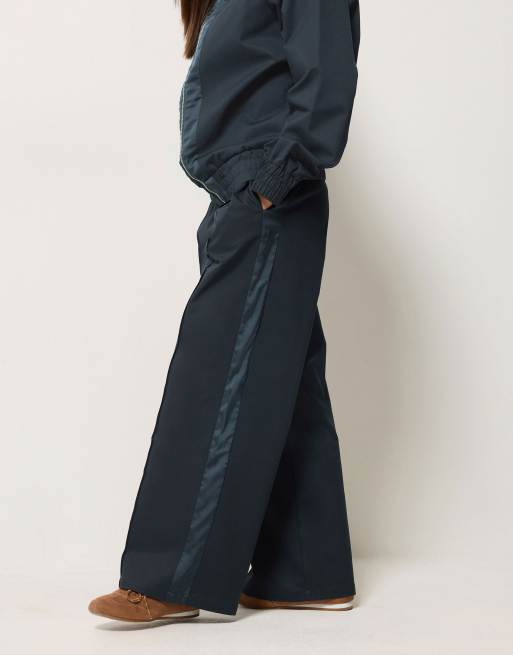 PixieGirl Petite side stripe wide leg trousers in blue, 2 of 4