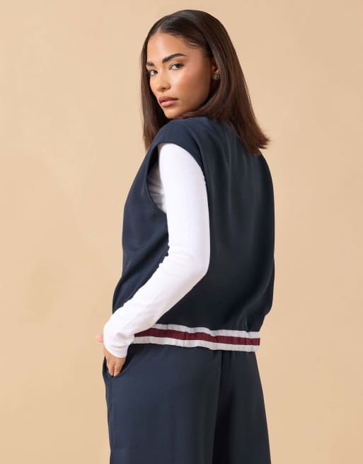 PixieGirl Petite sleeveless jacket top in blue, 4 of 4