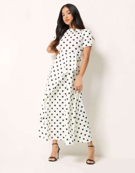 PixieGirl Petite spot maxi dress in white - view 1