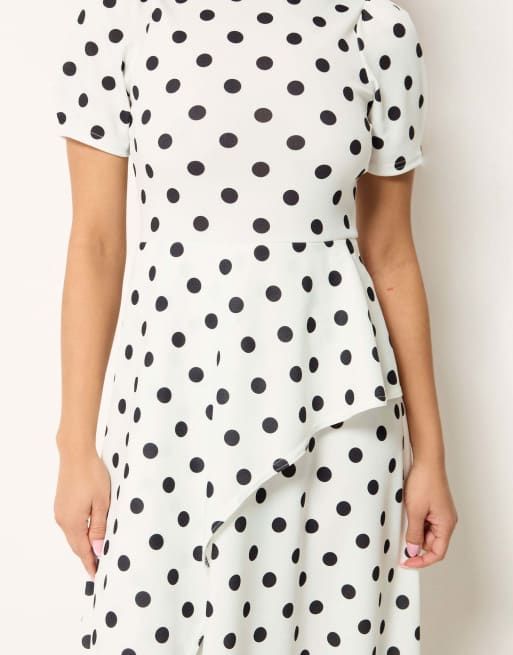 PixieGirl Petite spot maxi dress in white, 3 of 4