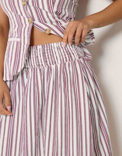 PixieGirl Petite stripe cami & maxi skirt set in red, 4 of 4