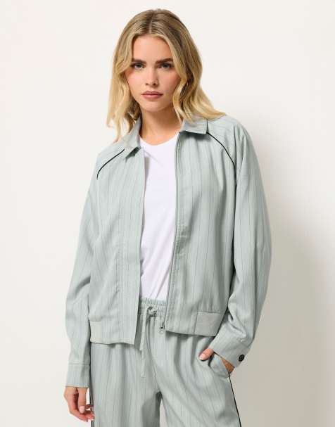PixieGirl Petite stripe tailored jacket in blue - view 1