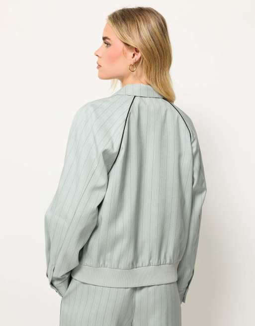 PixieGirl Petite stripe tailored jacket in blue, 4 of 4