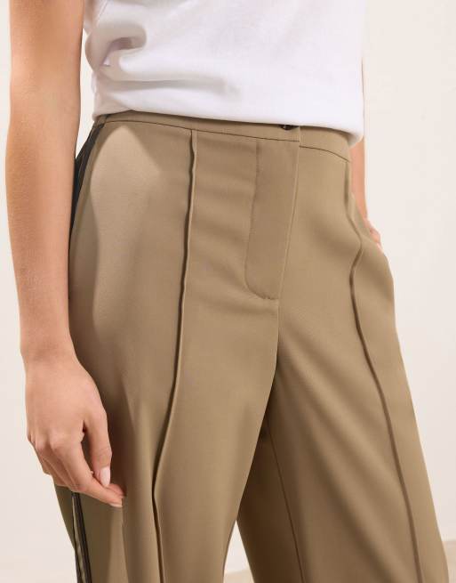 PixieGirl Petite stripe wide leg trousers in brown, 4 of 4