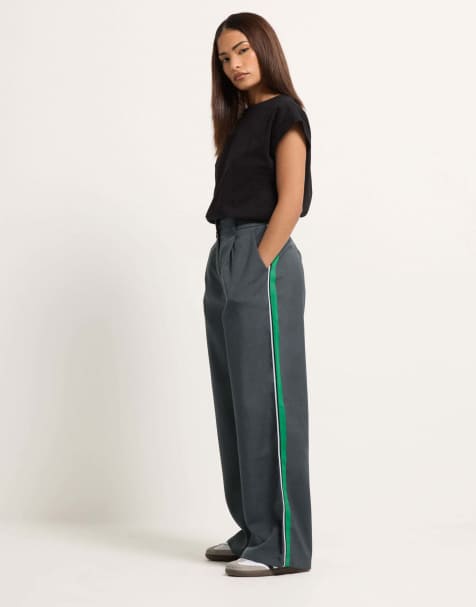 PixieGirl Petite striped formal trousers in grey - view 1