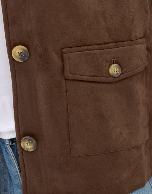 PixieGirl Petite suedette jacket in brown, 4 of 4