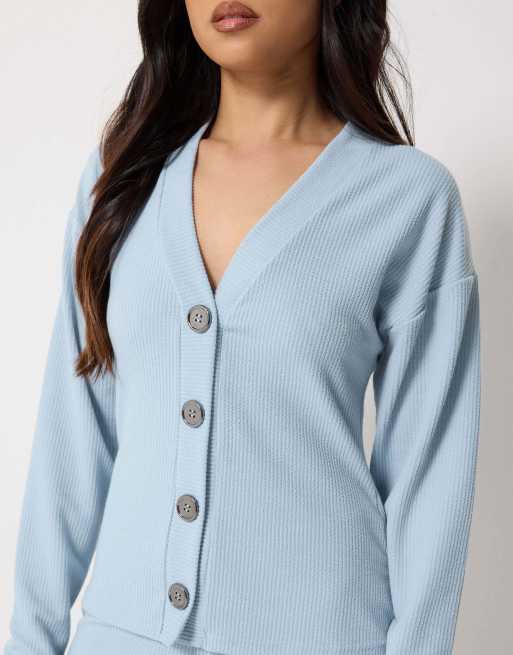 PixieGirl Petite textured cardigan in blue, 3 of 4