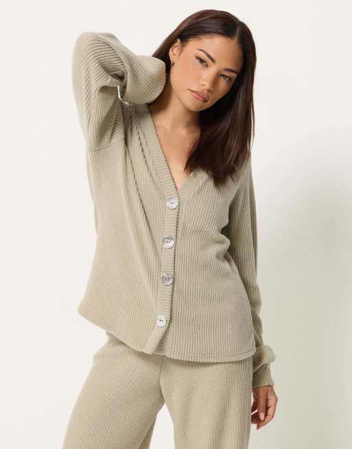 PixieGirl Petite textured cardigan in green, 3 of 4