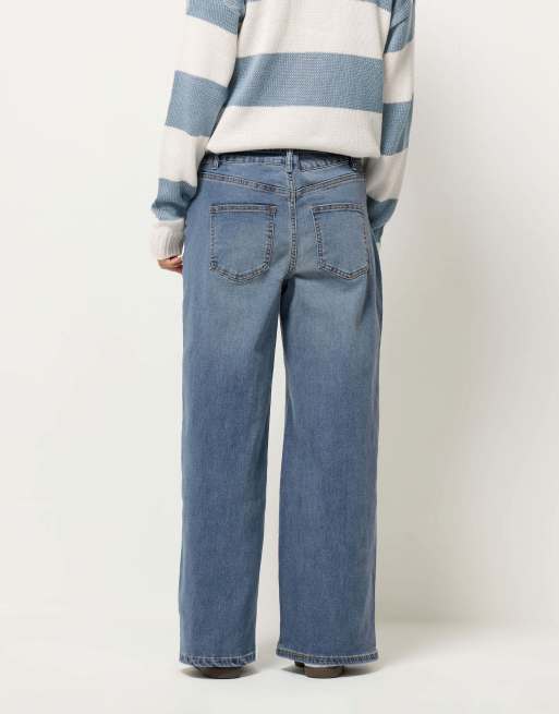 PixieGirl Petite tie wide leg jeans in blue, 2 of 4