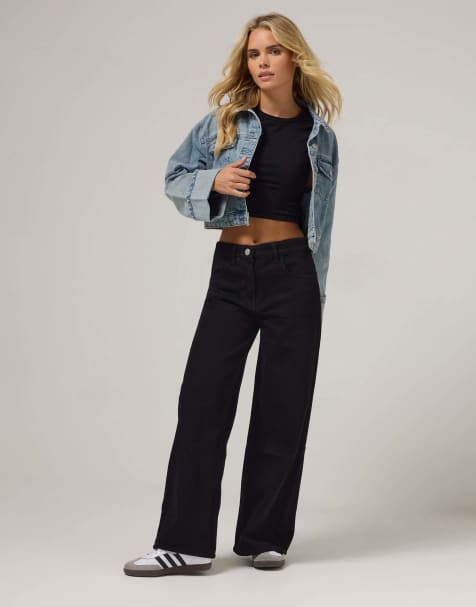 PixieGirl Petite wide leg jeans in black - view 1