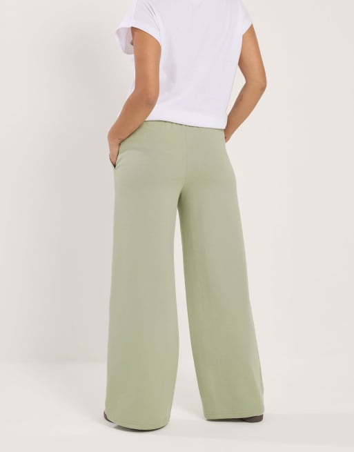 PixieGirl Petite wide leg joggers in green, 2 of 4
