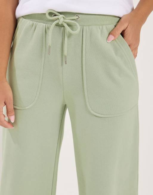 PixieGirl Petite wide leg joggers in green, 4 of 4