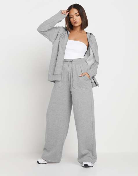 PixieGirl Petite wide leg joggers in grey - view 1