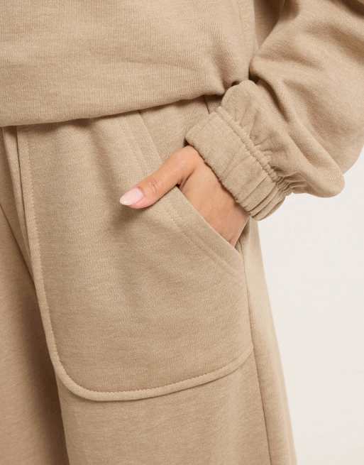 PixieGirl Petite wide leg joggers in natural, 4 of 4