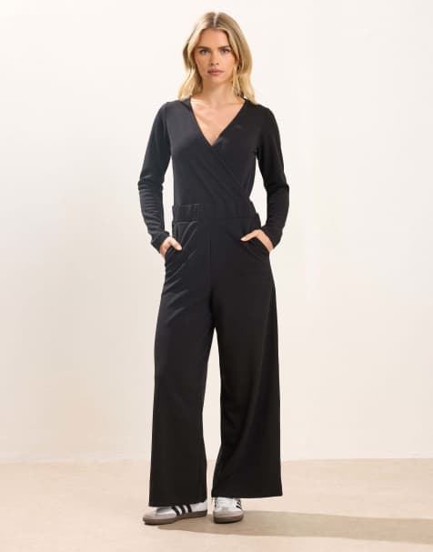 PixieGirl Petite wide leg jumpsuit in black - view 1