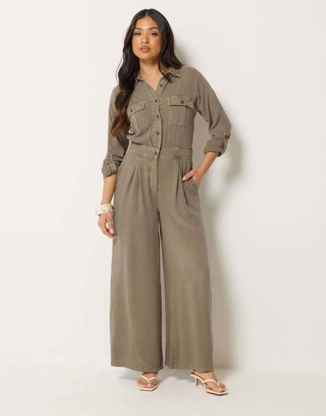 PixieGirl Petite wide leg jumpsuit in natural - view 1