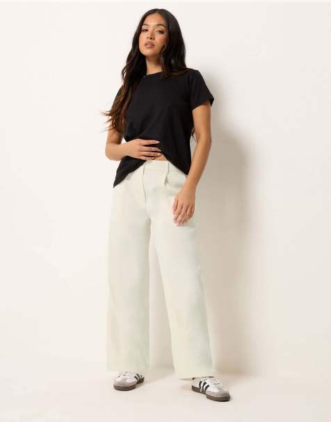 PixieGirl Petite wide leg trousers in ivory - view 1