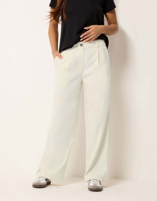 PixieGirl Petite wide leg trousers in ivory, 2 of 4