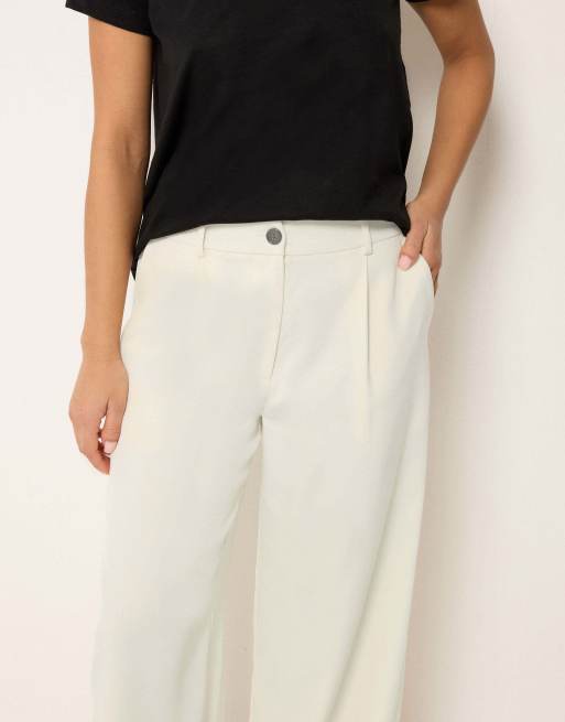 PixieGirl Petite wide leg trousers in ivory, 4 of 4