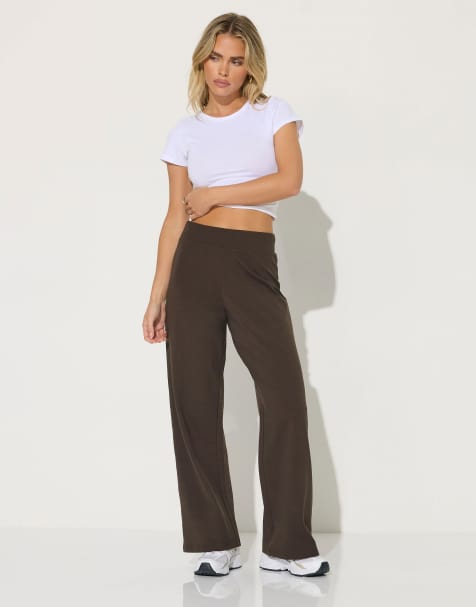 PixieGirl Petite wide leg yoga pants in brown - view 1