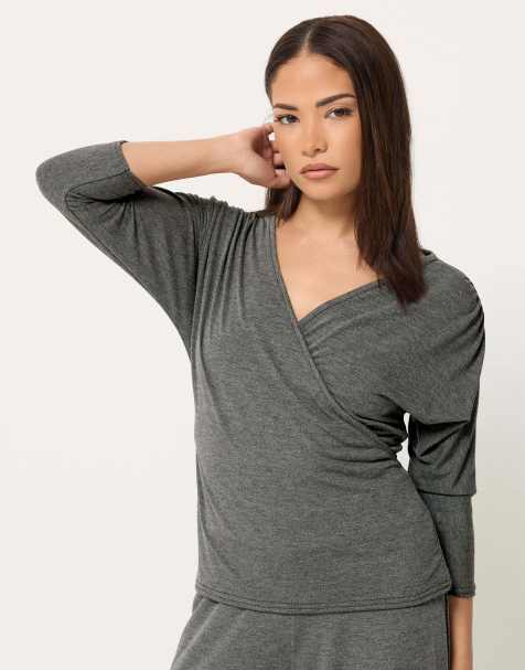 PixieGirl Petite wrap top in grey - view 1