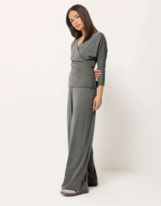 PixieGirl Petite wrap top in grey, 2 of 4
