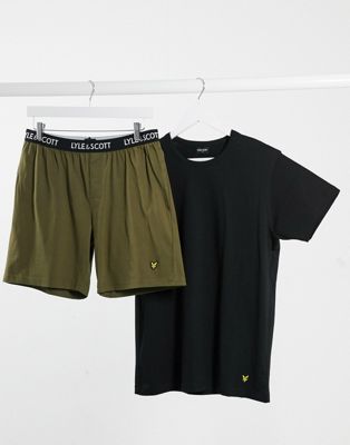 фото Пижама с черной футболкой и шортами цвета хаки lyle & scott-черный