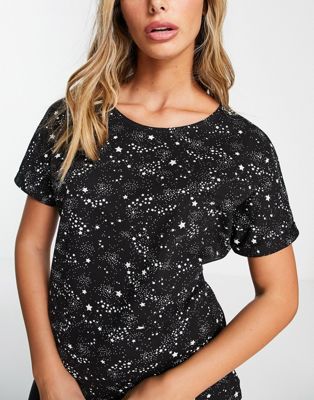 фото Пижамная футболка из органического хлопка со звездным принтом от комплекта people tree-черный цвет