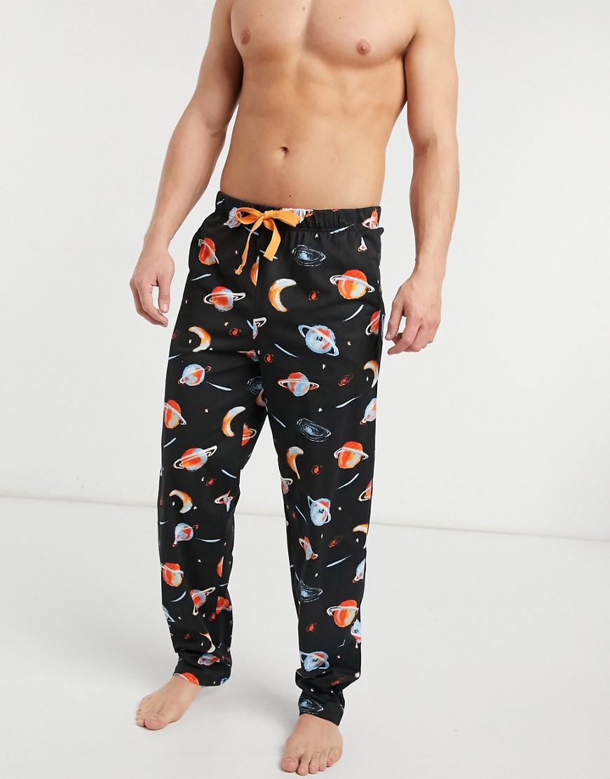 фото Пижамные брюки с космическим принтом asos design-черный