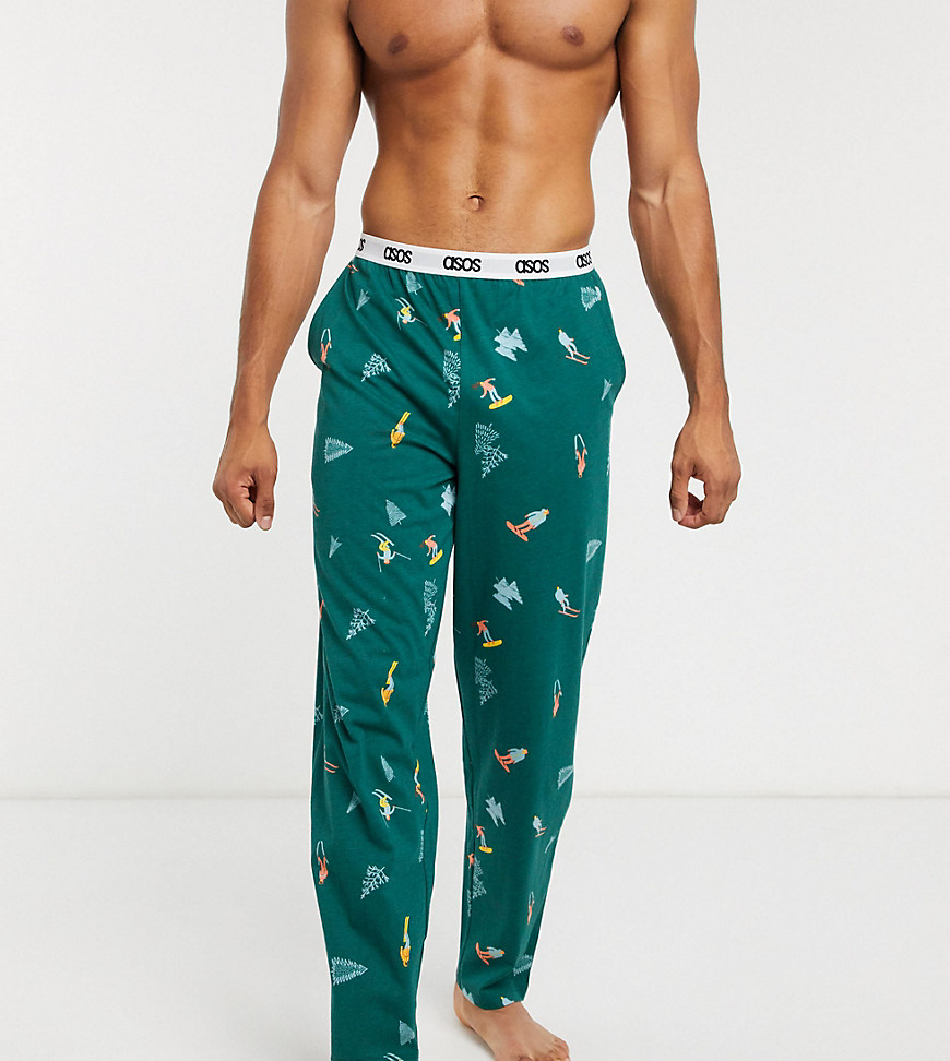фото Пижамные брюки с новогодним принтом asos design-зеленый