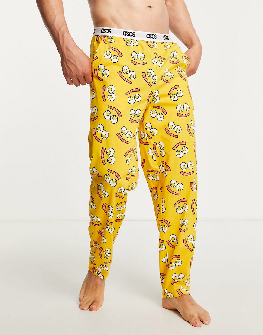  Пижамные штаны для дома с принтом «завтрак» ASOS DESIGN-Разноцветный