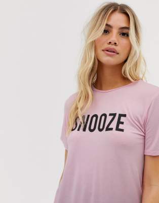 фото Пижамный комплект с брюками и футболкой с принтом \"snooze\" adolescent clothing-розовый